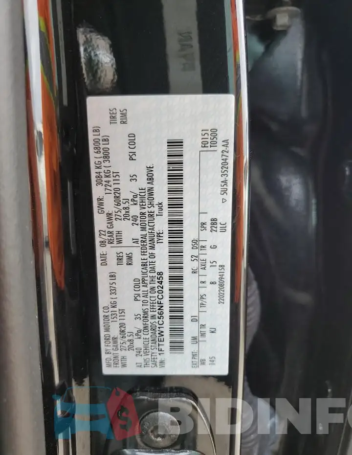 1FTEW1C56NFC02458 Photo# 12