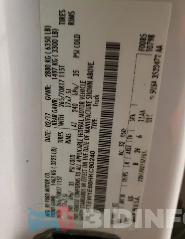 1FTEW1E88HKC90240 Photo# 12