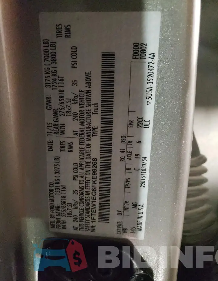 1FTEW1EG6FKE99268 Photo# 12