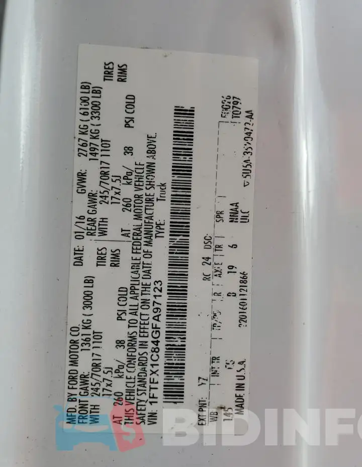 1FTEX1C84GFA97123 Photo# 12