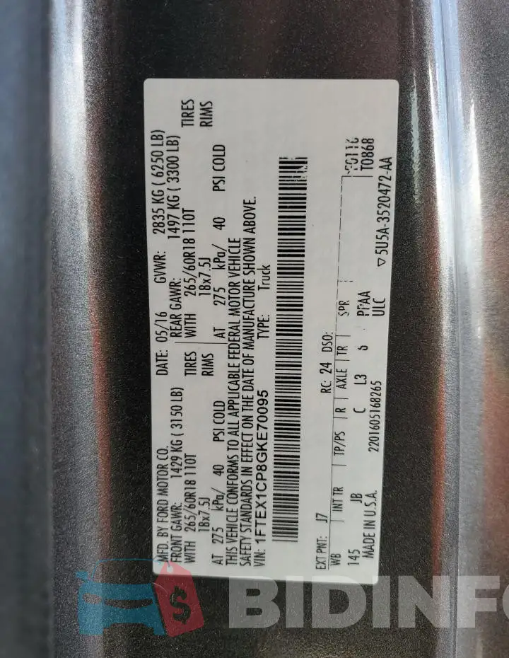1FTEX1CP8GKE70095 Photo# 12