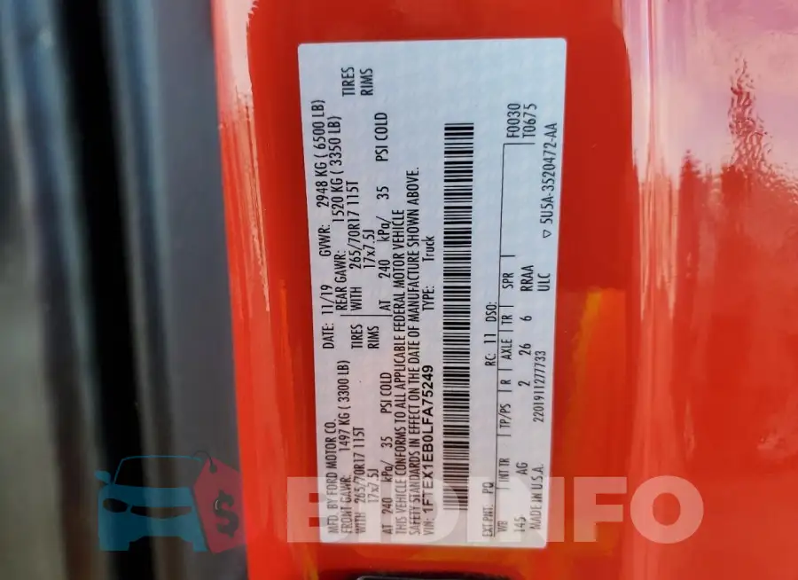 1FTEX1EB0LFA75249 Photo# 12