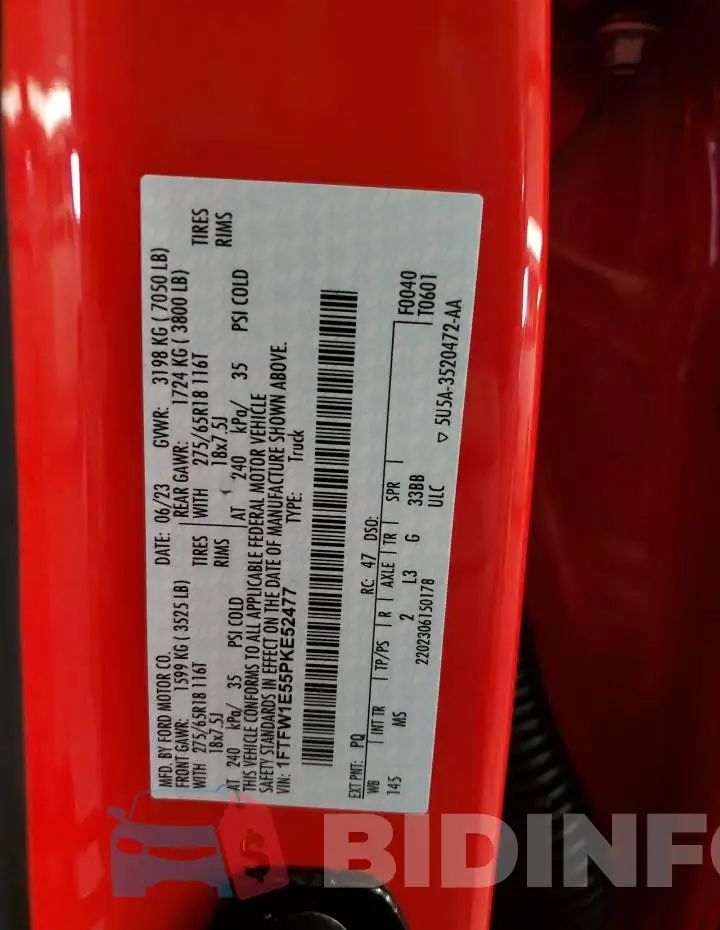1FTFW1E55PKE52477 Photo# 13