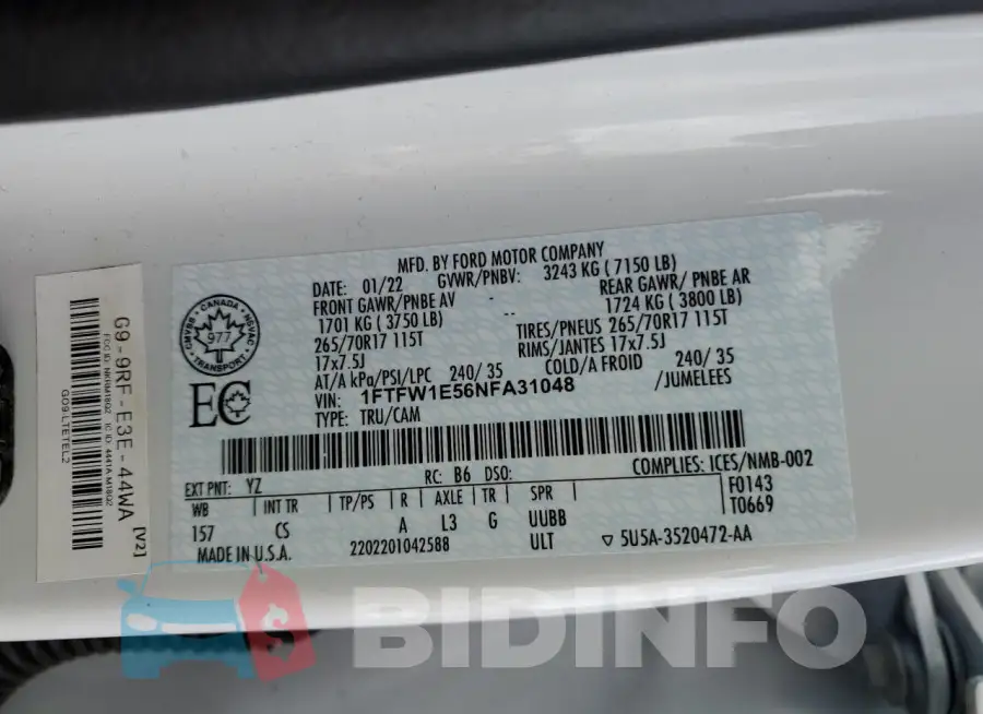 1FTFW1E56NFA31048 Photo# 12