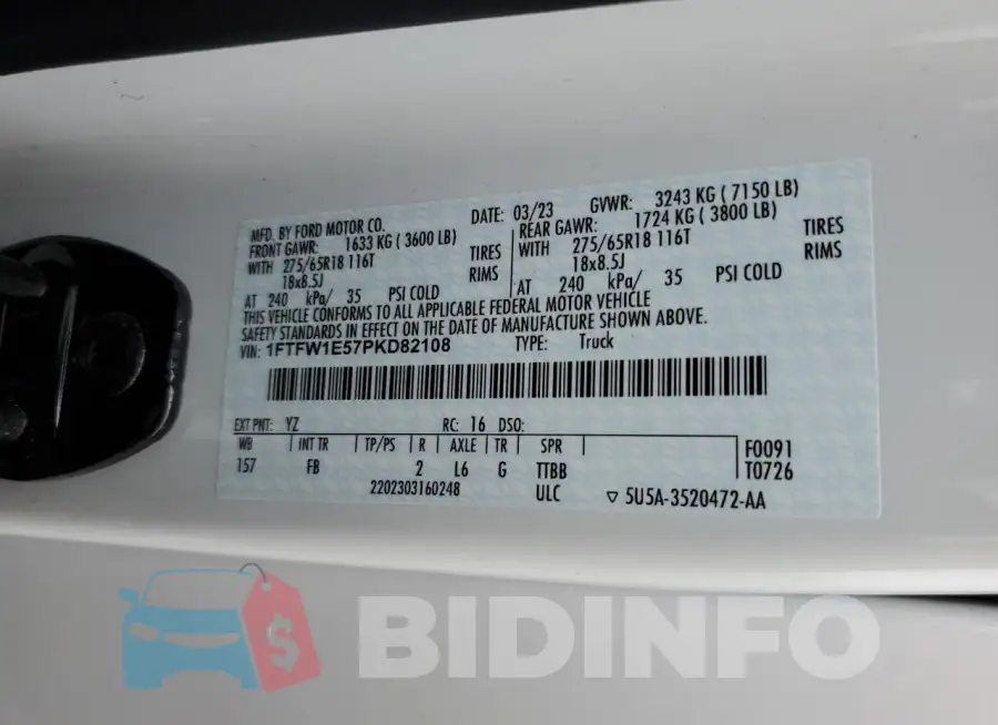 1FTFW1E57PKD82108 Photo# 12