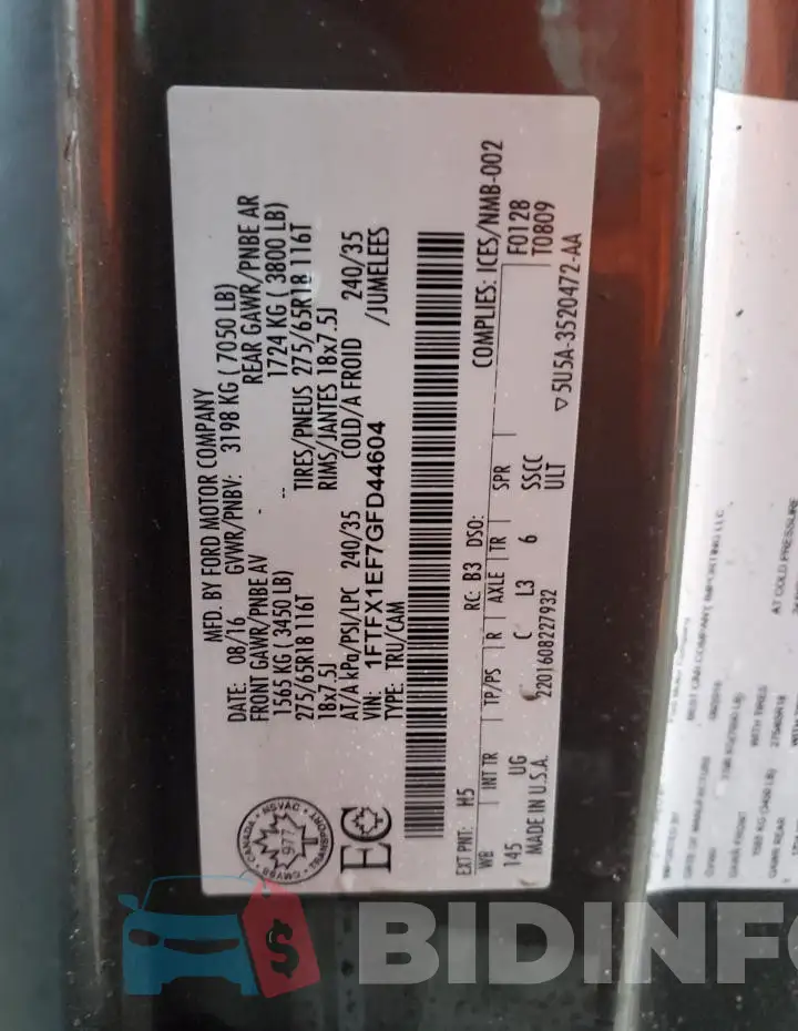 1FTFX1EF7GFD44604 Photo# 12