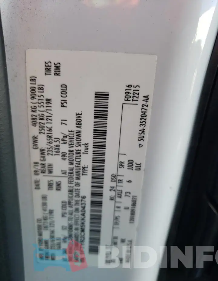1FTYR2CM5KKA04376 Photo# 13