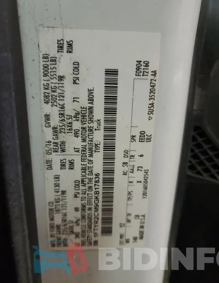 1FTYR2CM9GKB17836 Photo# 12