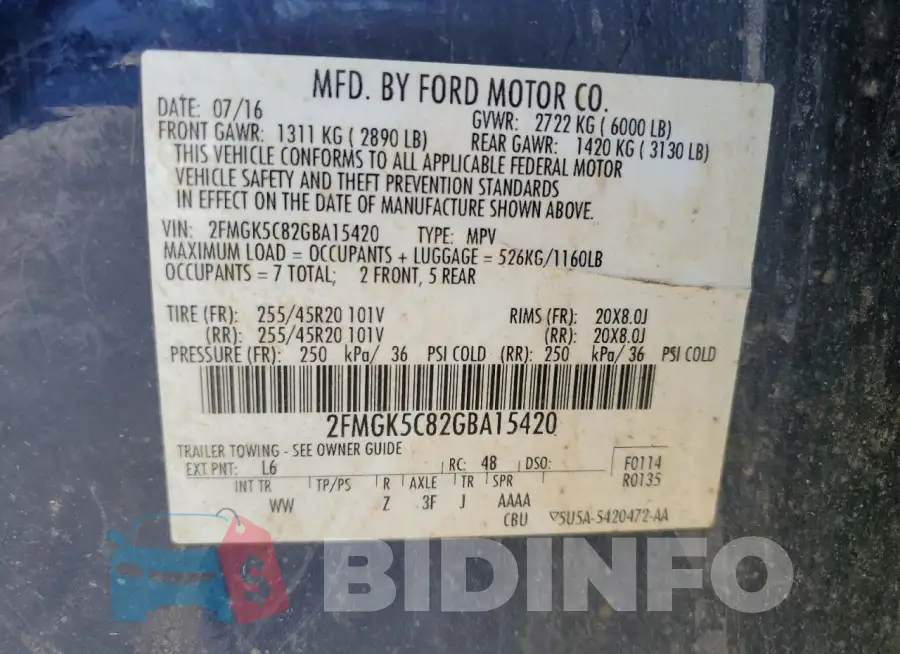2FMGK5C82GBA15420 Photo# 13