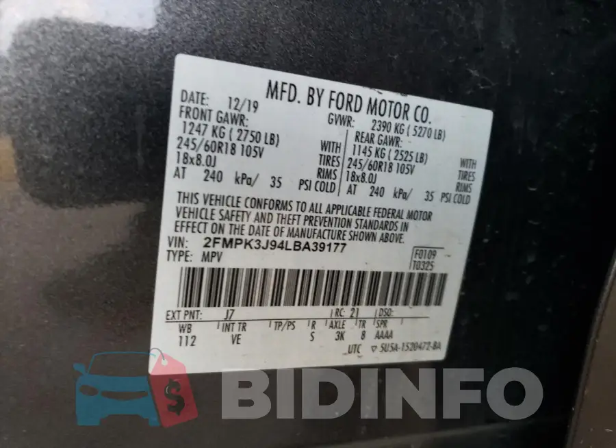 2FMPK3J94LBA39177 Photo# 12