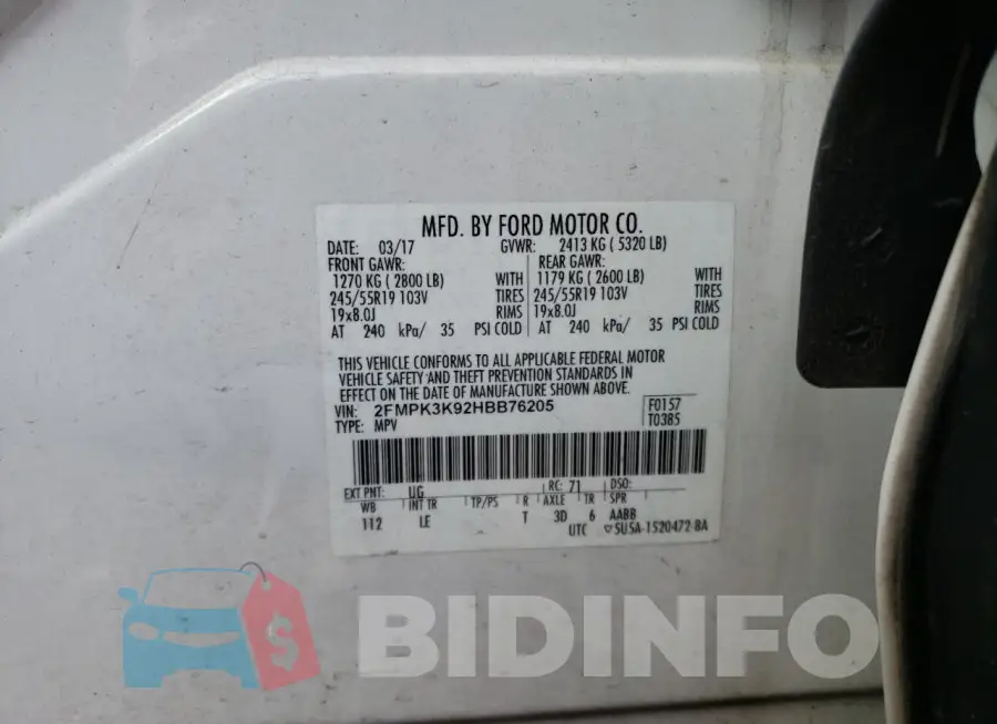 2FMPK3K92HBB76205 Photo# 13