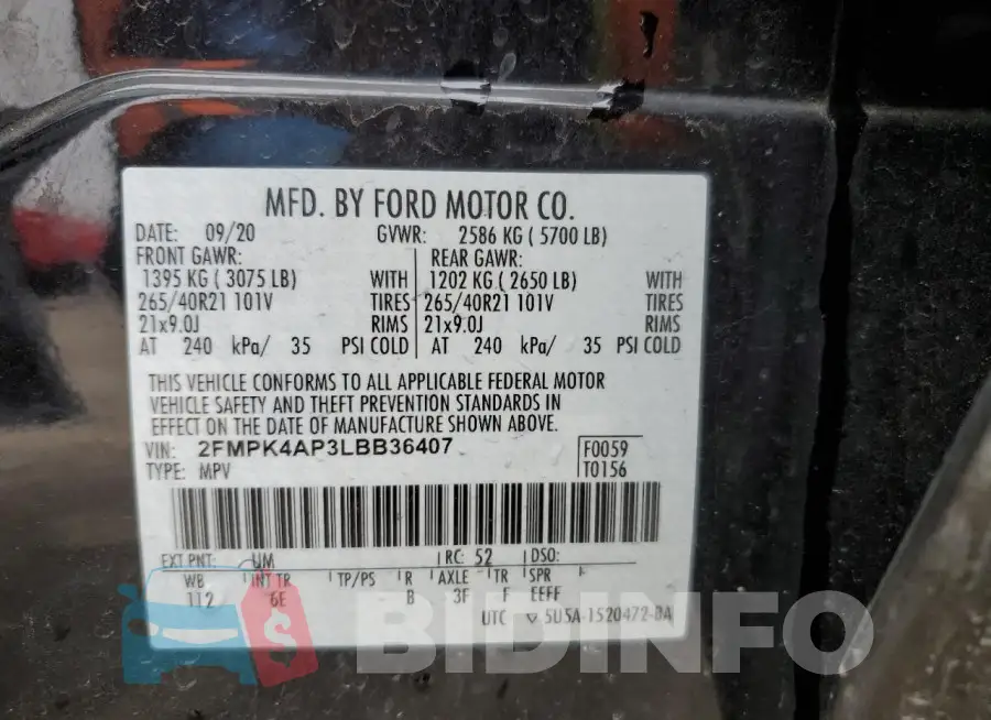 2FMPK4AP3LBB36407 Photo# 12