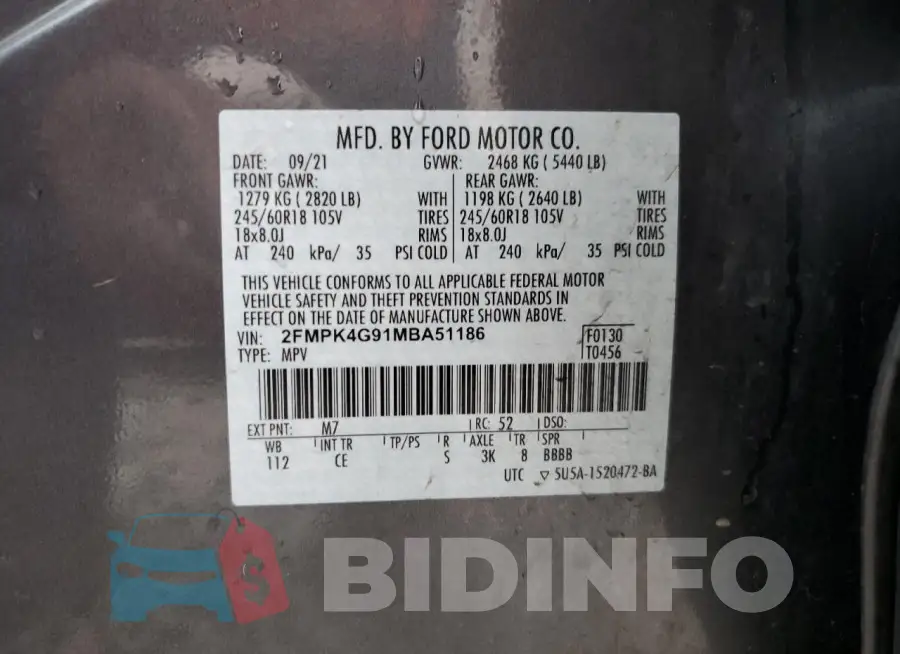 2FMPK4G91MBA51186 Photo# 12