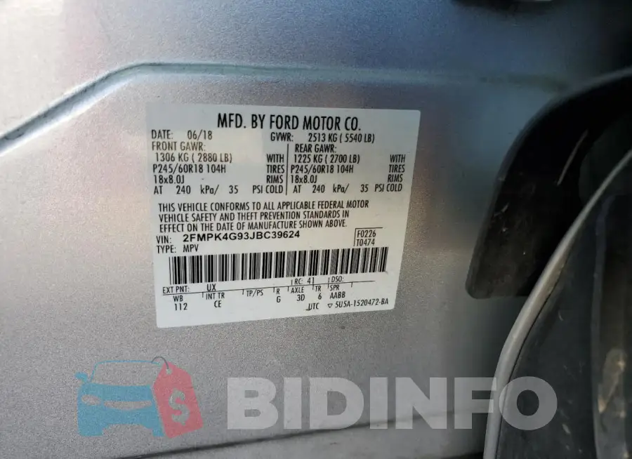2FMPK4G93JBC39624 Photo# 12