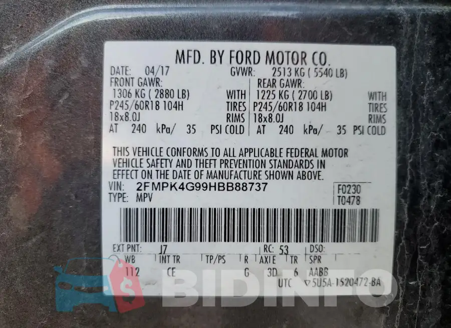 2FMPK4G99HBB88737 Photo# 13