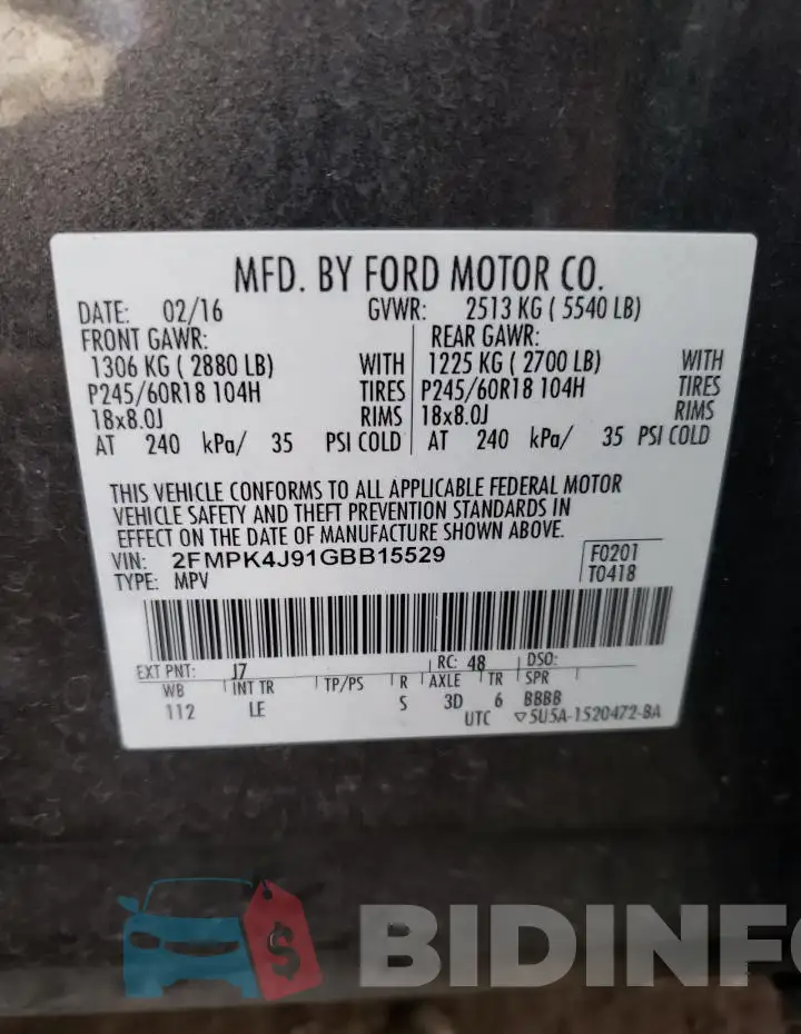 2FMPK4J91GBB15529 Photo# 12