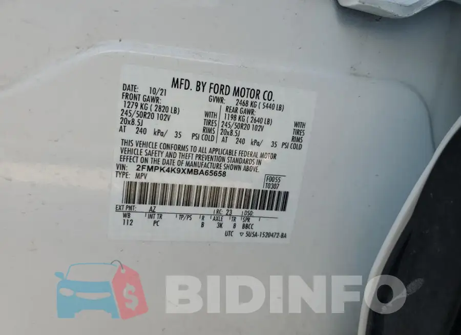 2FMPK4K9XMBA65658 Photo# 13