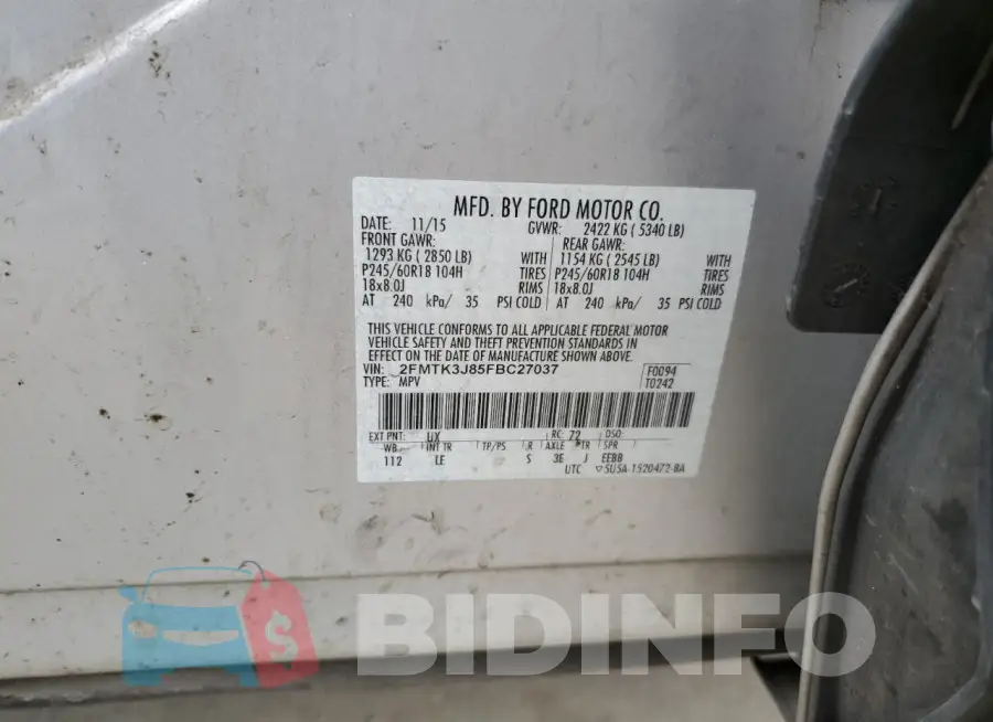 2FMTK3J85FBC27037 Photo# 12