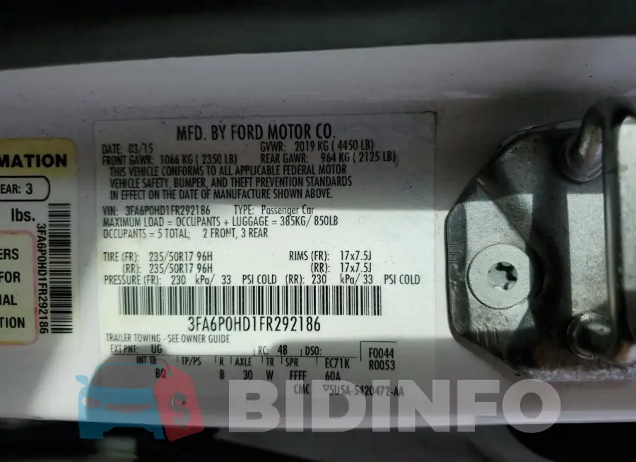 3FA6P0HD1FR292186 Photo# 12