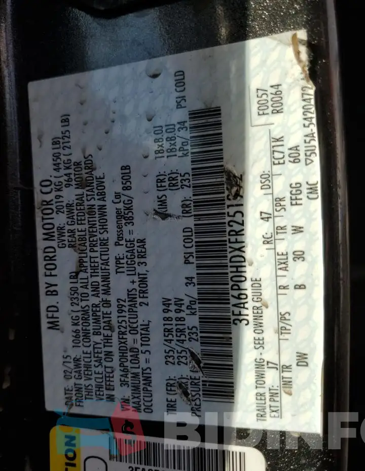 3FA6P0HDXFR251992 Photo# 12