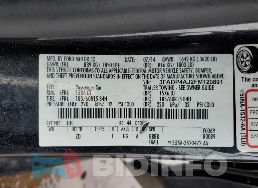 3FADP4AJ2FM120891 Photo# 12