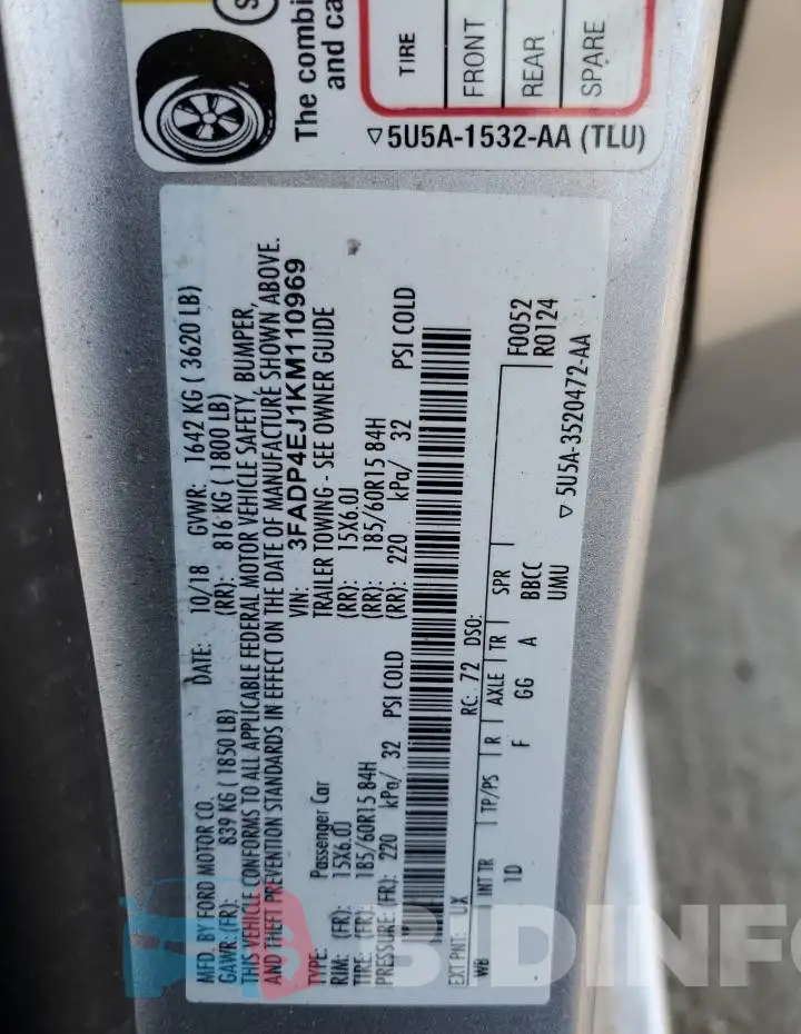 3FADP4EJ1KM110969 Photo# 12