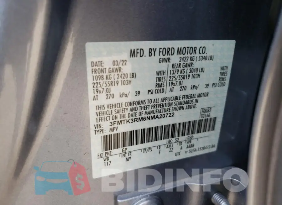 3FMTK3RM6NMA20722 Photo# 14