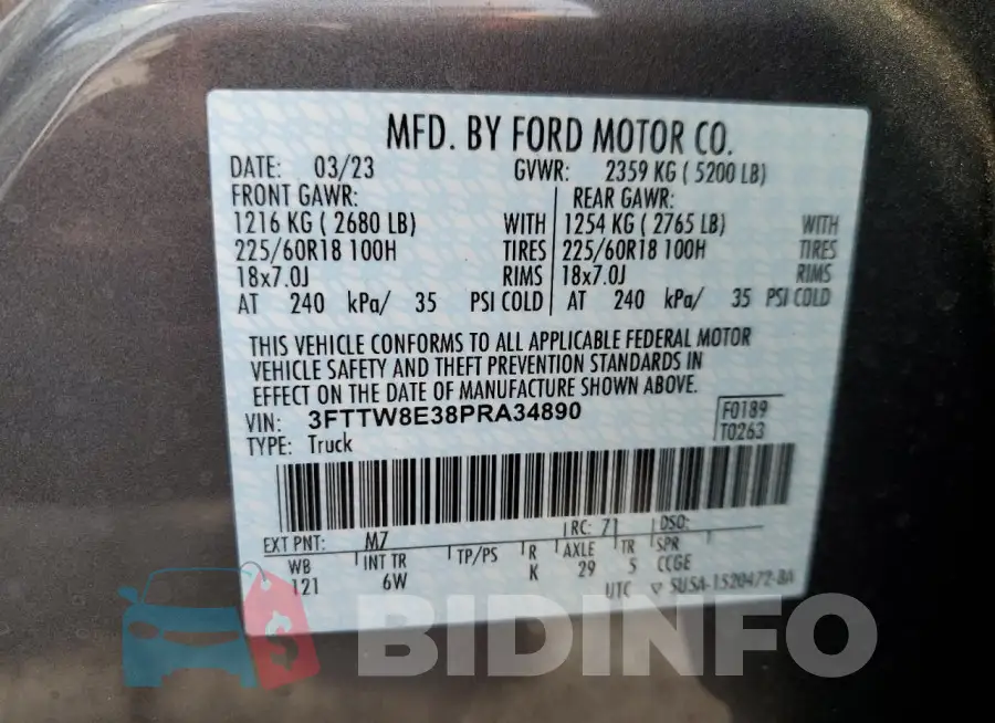 3FTTW8E38PRA34890 Photo# 13