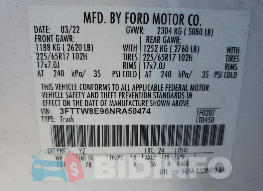 3FTTW8E96NRA50474 Photo# 13