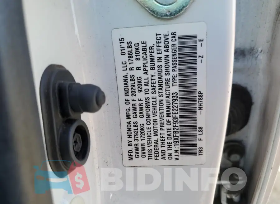 19XFB2F93FE227933 Photo# 12
