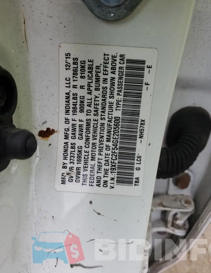19XFC2F54GE205600 Photo# 13
