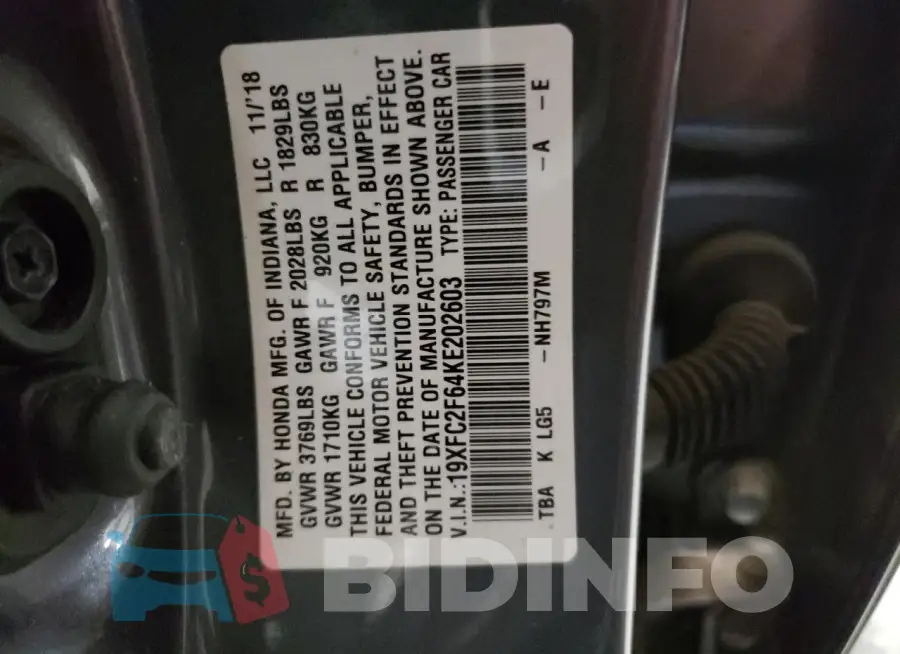 19XFC2F64KE202603 Photo# 12