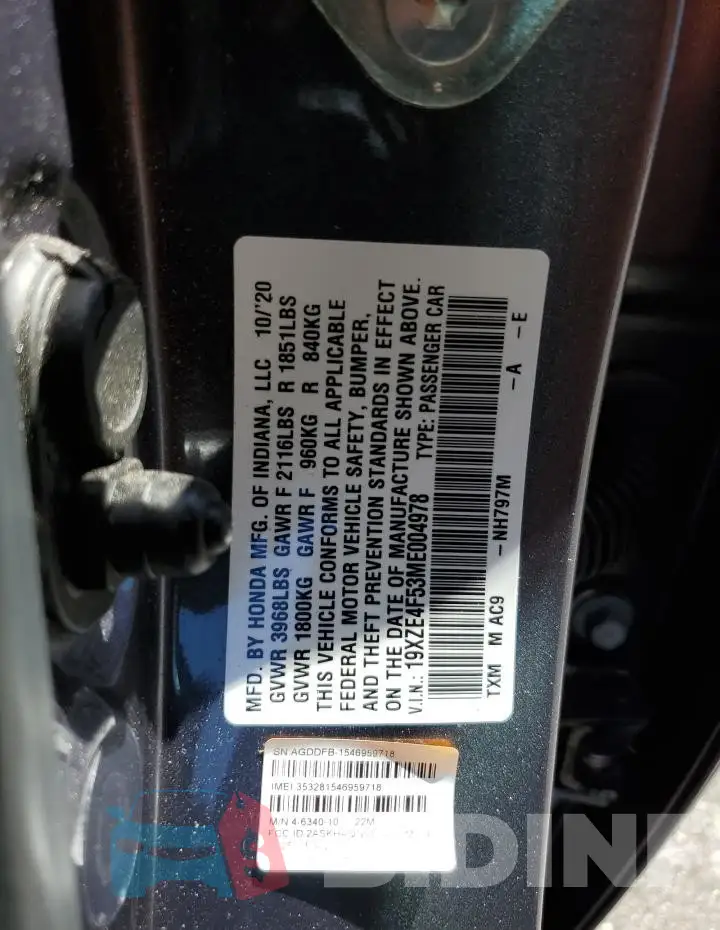 19XZE4F53ME004978 Photo# 12