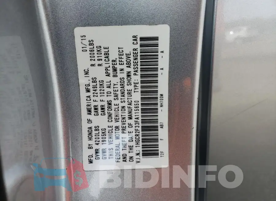 1HGCR2F33FA115650 Photo# 13