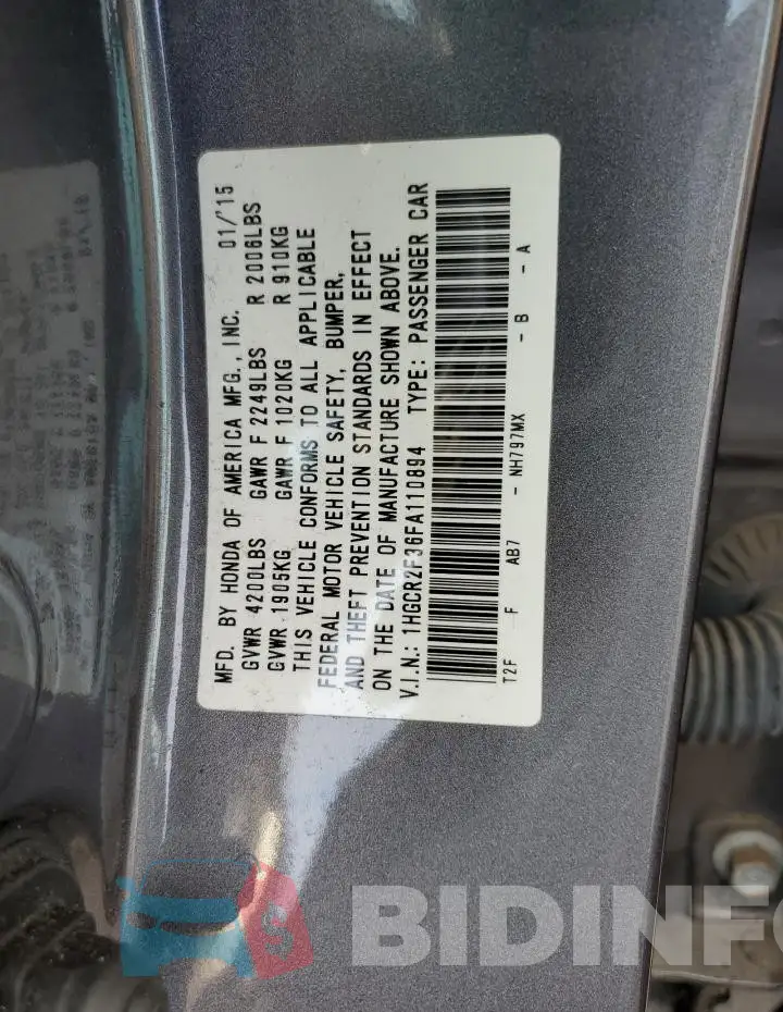 1HGCR2F36FA110894 Photo# 13