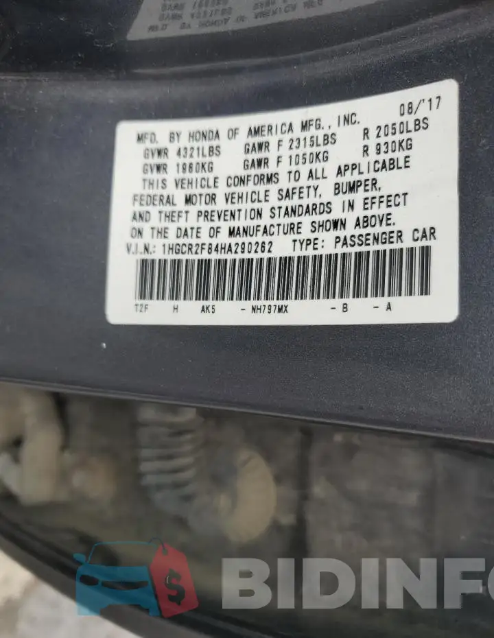 1HGCR2F84HA290262 Photo# 12