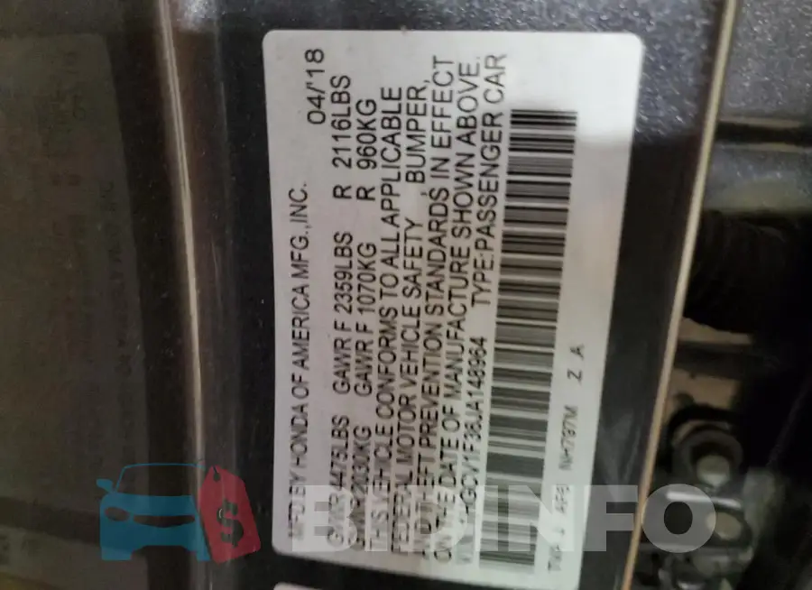 1HGCV1F36JA148964 Photo# 13