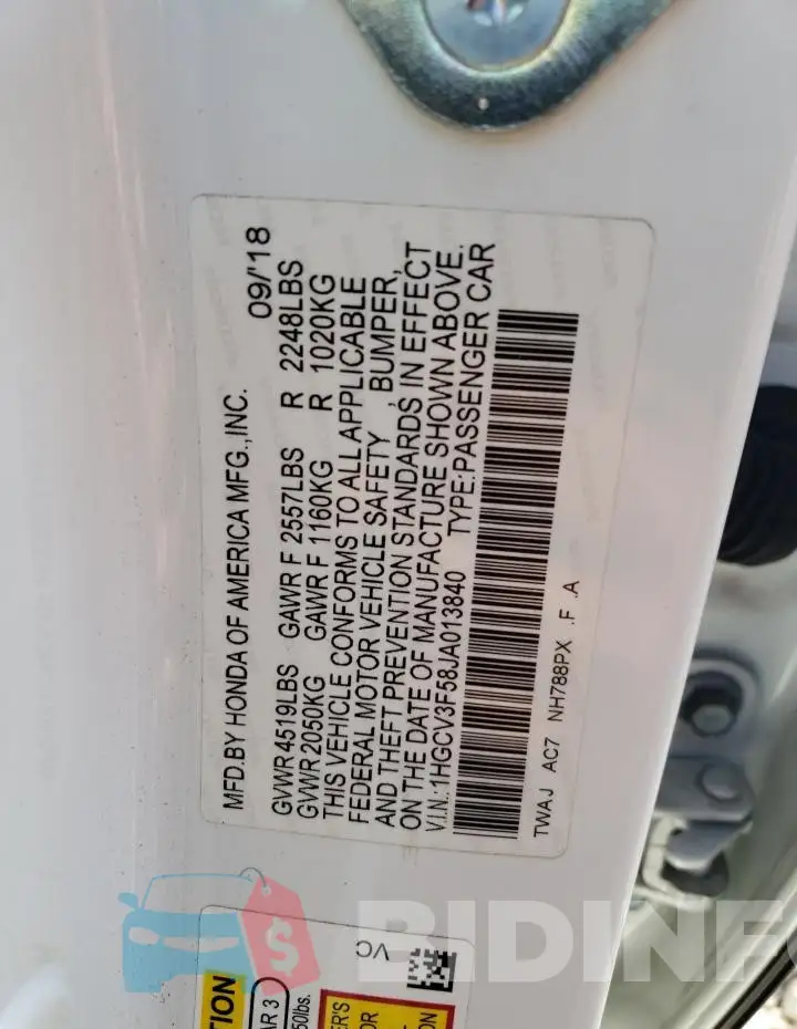 1HGCV3F58JA013840 Photo# 12