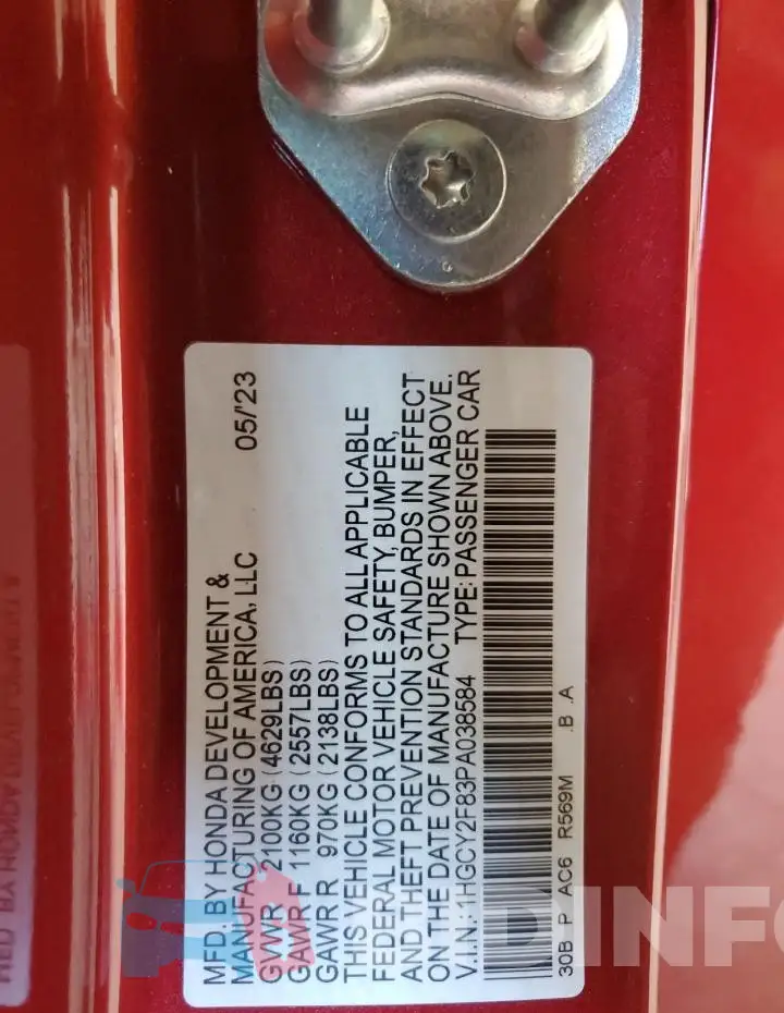1HGCY2F83PA038584 Photo# 12