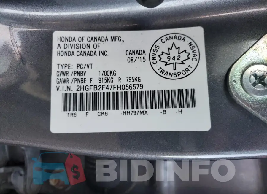 2HGFB2F47FH056579 Photo# 12