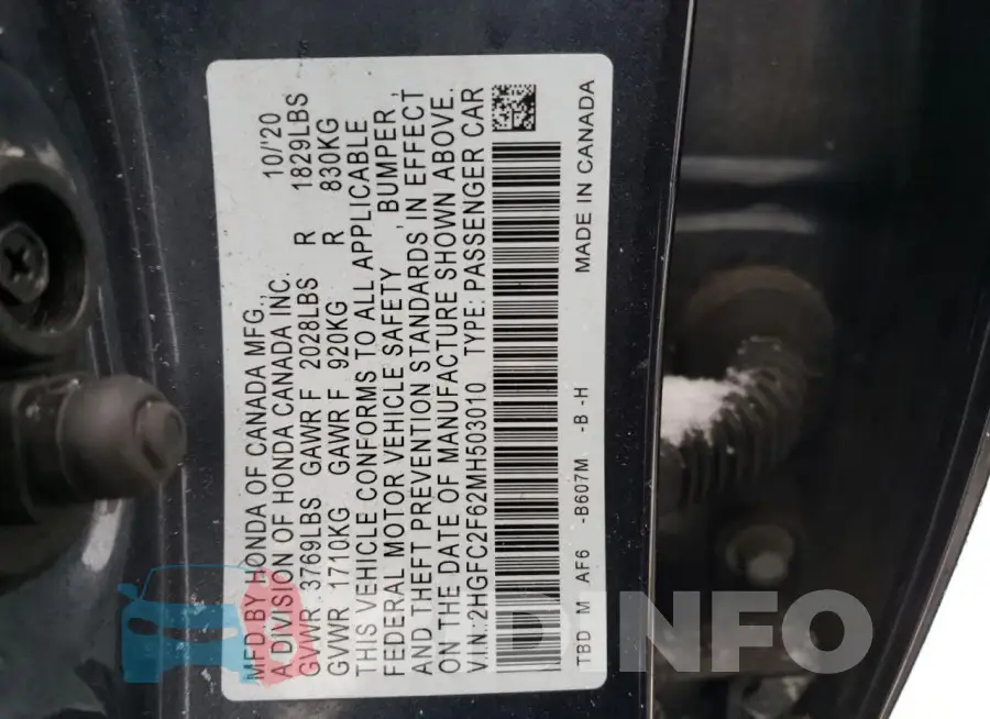 2HGFC2F62MH503010 Photo# 12