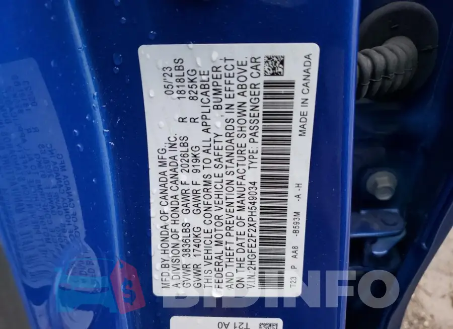 2HGFE2F2XPH549034 Photo# 12