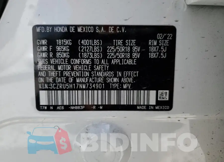 3CZRU5H17NM734901 Photo# 13