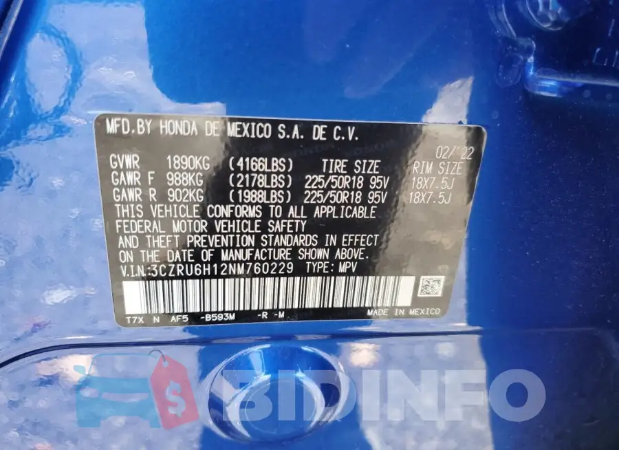 3CZRU6H12NM760229 Photo# 12