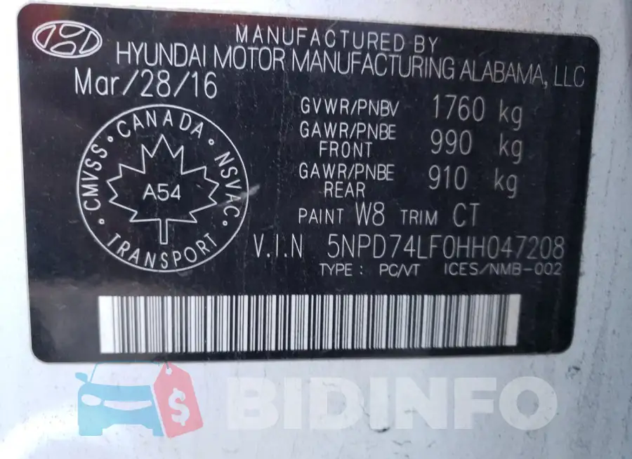 5NPD74LF0HH047208 Photo# 13