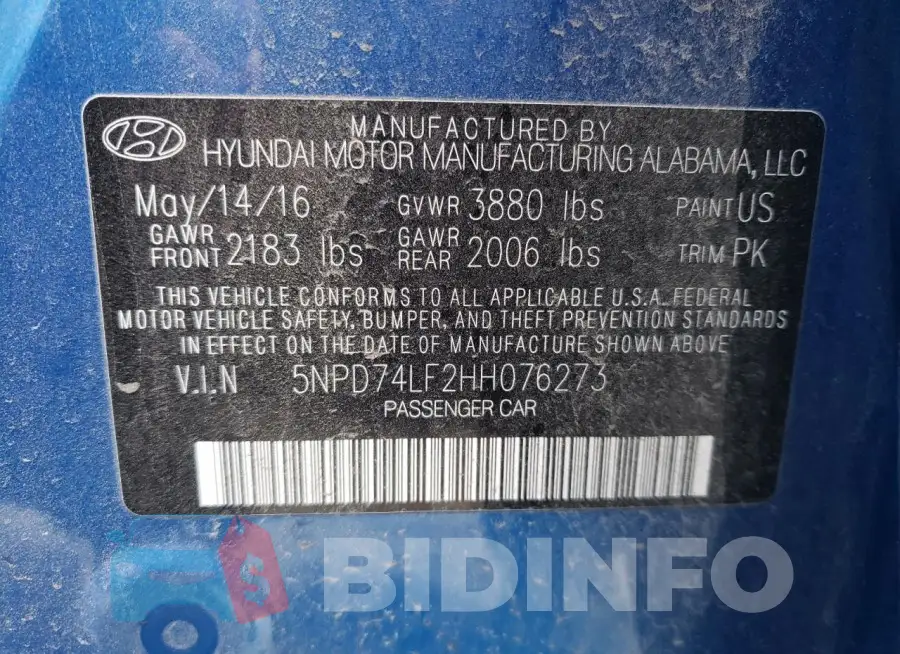 5NPD74LF2HH076273 Photo# 13