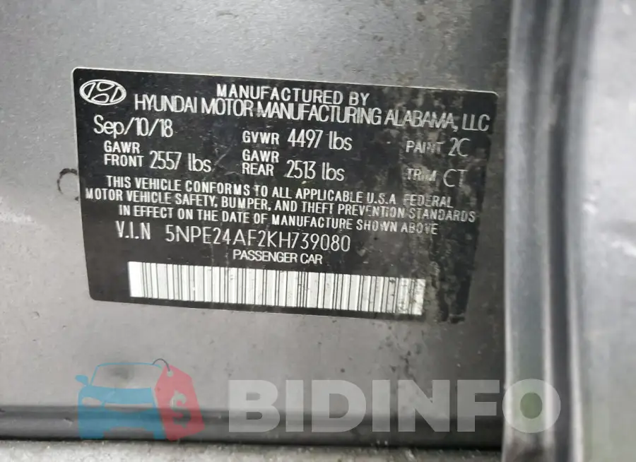 5NPE24AF2KH739080 Photo# 12