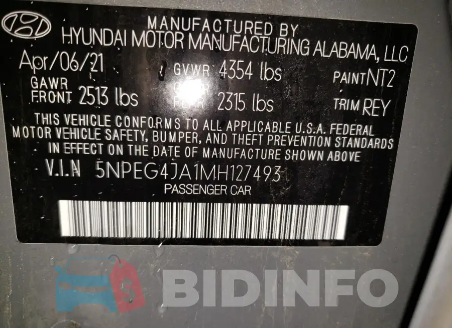 5NPEG4JA1MH127493 Photo# 12