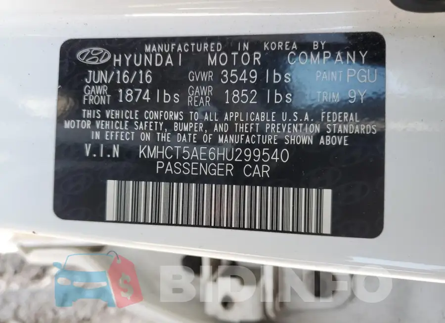 KMHCT5AE6HU299540 Photo# 12