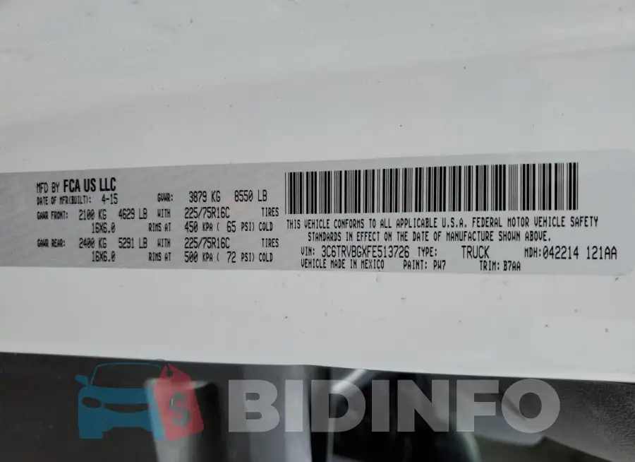3C6TRVBGXFE513726 Photo# 13